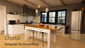  Presentation with kitchen design - Slides featuring general-view-of-luxury-interior background and a yellow colored foreground