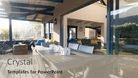  Presentation with luxury house - Presentation design featuring general-view-of-luxury-interior background and a mint green colored foreground