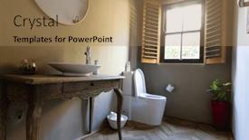  Presentation with luxury house - Slide set with general-view-of-luxury-interior background and a coral colored foreground