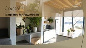  Presentation with kitchen design - Slide set featuring general-view-of-modern-kitchen background and a  colored foreground