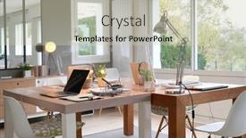  Presentation with space - Presentation theme consisting of general-view-of-open-space background and a soft green colored foreground