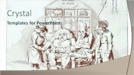  Presentation with welfare - Presentation design enhanced with general-welfare-committee-vintage-engraving background and a sky blue colored foreground