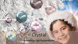  Presentation with christmas girl - Slide set consisting of generated background during christmas time background and a coral colored foreground