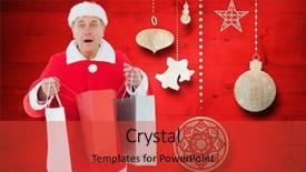  Presentation with santa claus holding scroll paper - Presentation theme having generated background during christmas time background and a red colored foreground