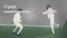  Presentation with sword - PPT theme consisting of generated image of bicolored background background and a gray colored foreground