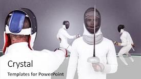  Presentation with sword - Theme with generated image of bicolored background background and a white colored foreground