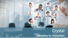  Presentation with connecting people - Amazing presentation design having generated image of empty board backdrop and a ocean colored foreground