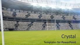  Presentation with illuminated - Theme with stadium copy space against sky background and a yellow colored foreground