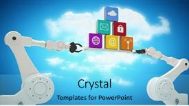  Presentation with metallic blue - Slide deck featuring generated image of metallic robot background and a light blue colored foreground