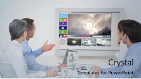  Presentation with video conference - Amazing PPT layouts having generated image of various video backdrop and a light gray colored foreground