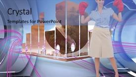  Presentation with pink boxing gloves - Amazing slide set having generating energy - buisnesswoman posing with boxing gloves backdrop and a teal colored foreground