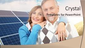  Presentation with solar panels - Theme consisting of generating resources - senior couple and solar panels background and a lemonade colored foreground