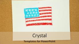  Presentation with american flag - PPT theme enhanced with fourth generation - child's drawing of american flag background and a coral colored foreground