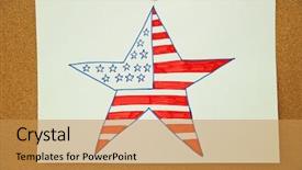 Presentation with broken wall american flag - Presentation theme having fourth generation - child's drawing of american flag background and a yellow colored foreground