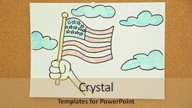  Presentation with american flag - Beautiful PPT theme featuring fourth generation - child's drawing of american flag backdrop and a yellow colored foreground