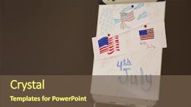 Presentation with american flag - PPT theme enhanced with fourth generation - child's drawings of american flag background and a tawny brown colored foreground