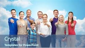  Presentation with blue sky - Presentation theme having generation and gesture concept - group background and a ocean colored foreground