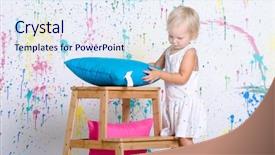  Presentation with tower - Slide set with generation battle - little girl make the tower background and a sky blue colored foreground