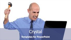  Presentation with laptop - Colorful theme enhanced with generation computerscomputer - businessman taking a hammer backdrop and a ocean colored foreground