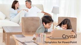  Presentation with generation - Slide deck featuring generation computerscomputer - children working on their laptop background and a  colored foreground