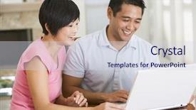  Presentation with broken home upset couple - Cool new presentation with generation computerscomputer - couple working out finances backdrop and a sky blue colored foreground