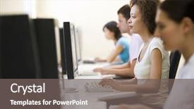  Presentation with sitting posture and computer ergonomics - PPT theme with generation computerscomputer - four people sitting in computer background and a  colored foreground