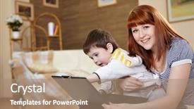  Presentation with young generation - Colorful presentation theme enhanced with generation computerscomputer - young mother working backdrop and a coral colored foreground