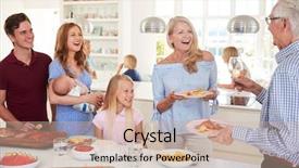  Presentation with generation - PPT theme with generation family and friends gathering background and a soft green colored foreground