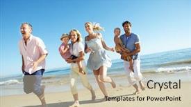  Presentation with generation - Amazing slides having generation family enjoying beach holiday backdrop and a soft green colored foreground