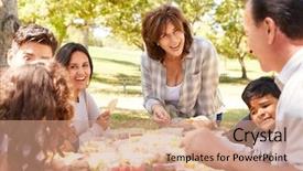  Presentation with generation family farm - Amazing presentation design having generation family having a picnic backdrop and a coral colored foreground