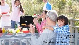  Presentation with generation family farm - PPT layouts featuring watercolor pink beige and blue background and a lemonade colored foreground