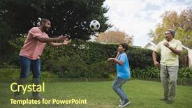  Presentation with generation - Theme having generation family playing with soccer background and a tawny brown colored foreground
