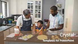  Presentation with multi - Theme enhanced with generation family preparing food together background and a coral colored foreground