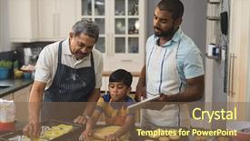  Presentation with baby foot newborn and family - Slide deck consisting of generation family preparing food together background and a violet colored foreground