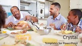  Presentation with generation - Colorful slide set enhanced with generation family sitting around table backdrop and a lemonade colored foreground
