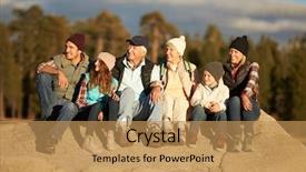  Presentation with generation family farm - Beautiful slide set featuring generation family sitting on rock backdrop and a coral colored foreground