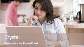  Presentation with paperwork - Amazing presentation theme having home study - woman in kitchen with paperwork backdrop and a coral colored foreground