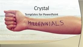  Presentation with millennials - PPT layouts with generation y - closeup of a young man background and a cool aqua colored foreground