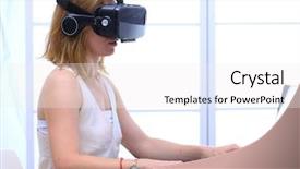  Presentation with virtual reality - Theme enhanced with generation y - virtual reality goggles on desk background and a white colored foreground