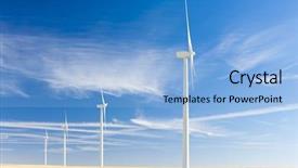  Presentation with wind turbines - Presentation theme having generation y - wind turbines castile and leon background and a light blue colored foreground