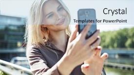  Presentation with lady - Presentation design consisting of generation y - young blonde lady background and a light blue colored foreground