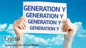  Presentation with generation - Colorful presentation theme enhanced with inter net - generation y card with sky backdrop and a arctic colored foreground