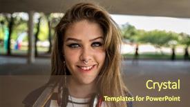  Presentation with security camera protection - Colorful PPT layouts enhanced with generation z - young girl looking at camera backdrop and a tawny brown colored foreground