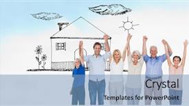  Presentation with family holding hands - Beautiful PPT theme featuring generational - digital composite of digitally generated backdrop and a teal colored foreground