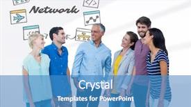  Presentation with network - Slide set having generational - group of people standing background and a teal colored foreground