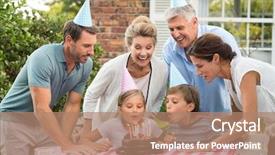  Presentation with birthday sister - Audience pleasing PPT theme consisting of generational - happy generation family watching girl backdrop and a coral colored foreground