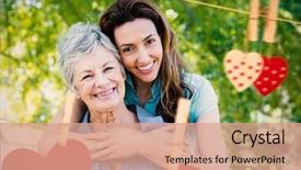  Presentation with hearts - Audience pleasing slides consisting of generational - hearts on line against happy backdrop and a coral colored foreground