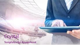  Presentation with graphic - Audience pleasing presentation design consisting of generational - midsection of businessman using digital backdrop and a lemonade colored foreground