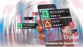  Presentation with generated image fractal geometry chaos - Colorful slide deck enhanced with generational - smartphone with applications against digitally backdrop and a coral colored foreground