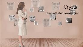  Presentation with interface - Audience pleasing slide deck consisting of staffing - businesswoman looking at futuristic interface backdrop and a soft green colored foreground